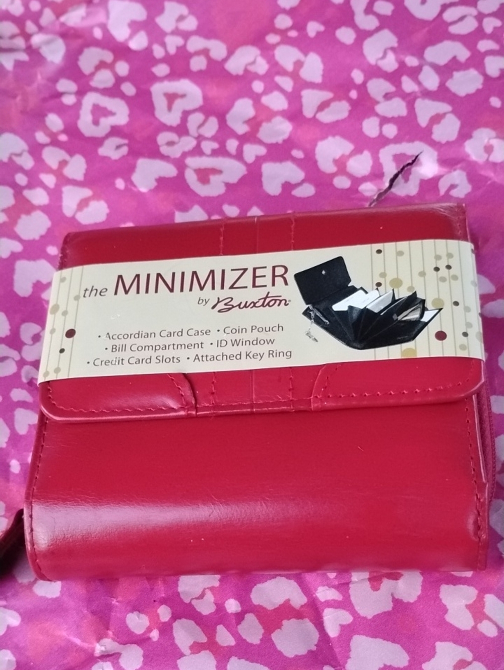 Buxton Red The Minimizer Accordion Card Case Wallet